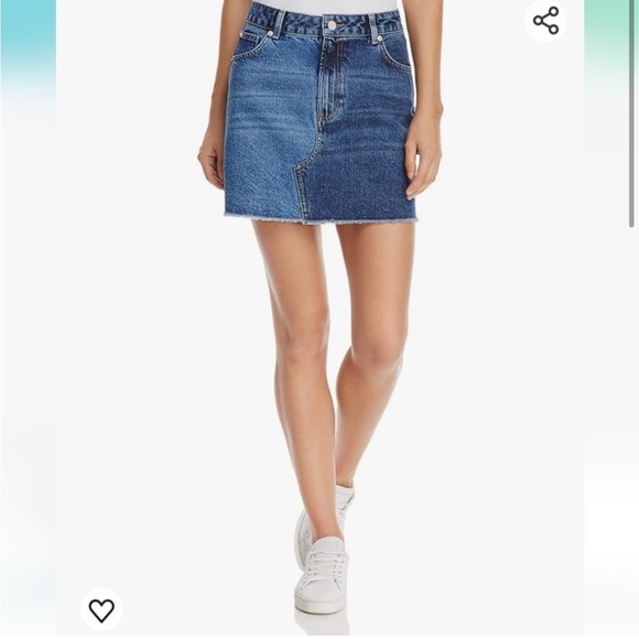 French Connection Women’s US 8 Allene Denim Mini Skirt Two-Toned Raw Hem EUC - Picture 2 of 8